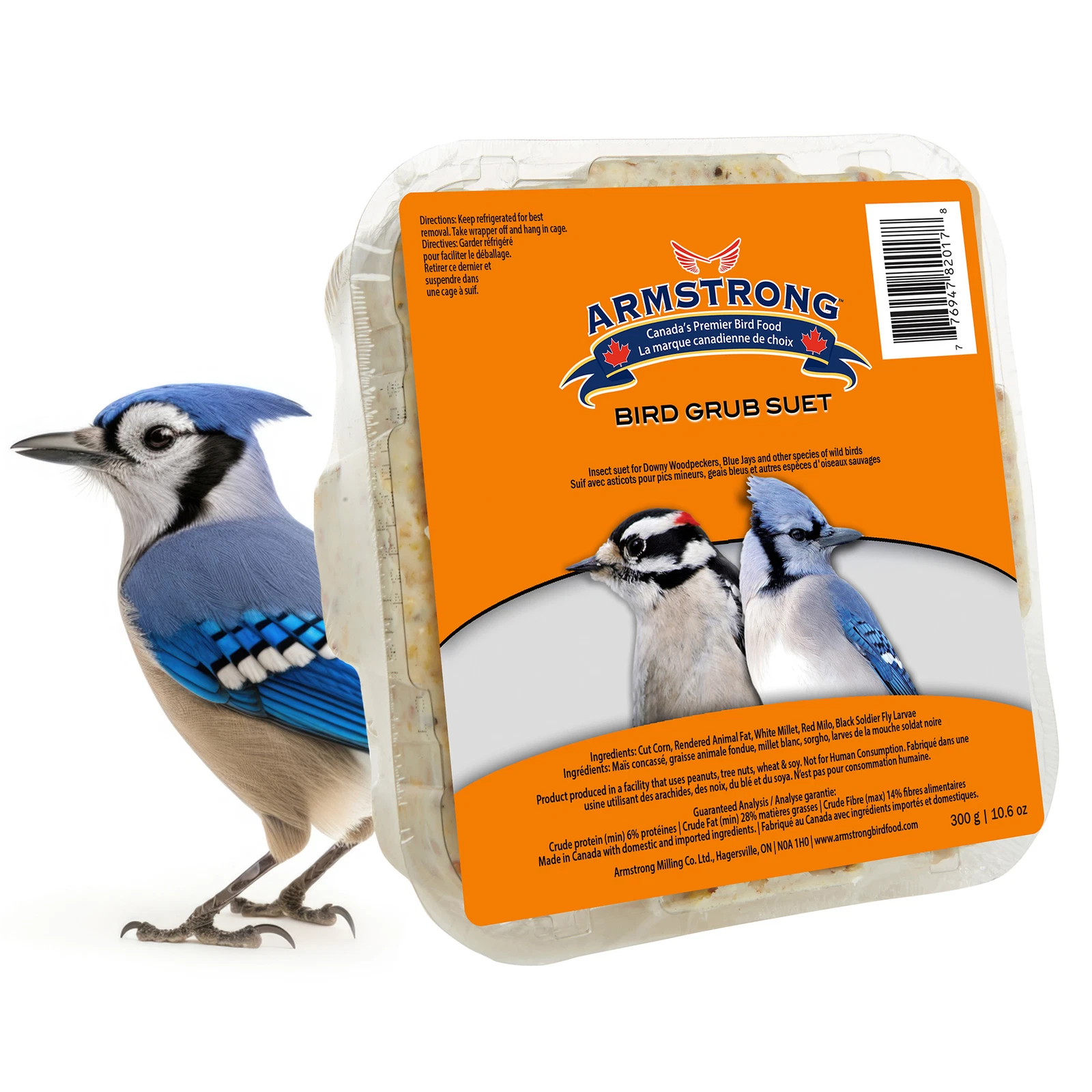 Armstrong Wild Bird Food Bird Grub Suet Cake, 10.6oz