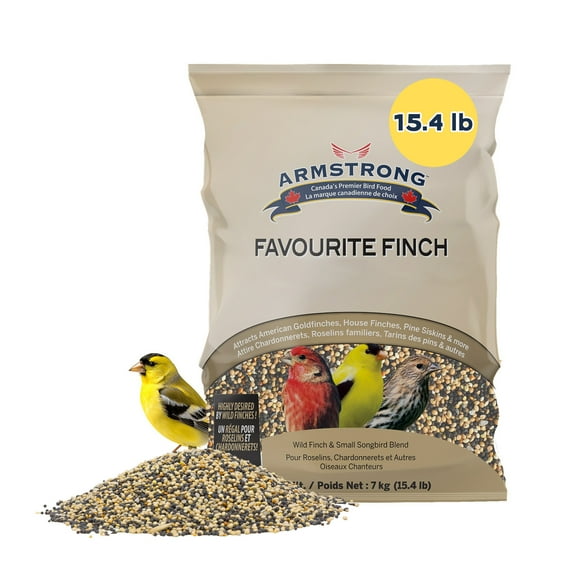 Armstrong Wild Bird Food Favourite Finch Bird Seed Blend, 15.4 Pounds - with White Millet, Canola, Nyjer and Sunflower Kernel Chips for Finches & Songbirds