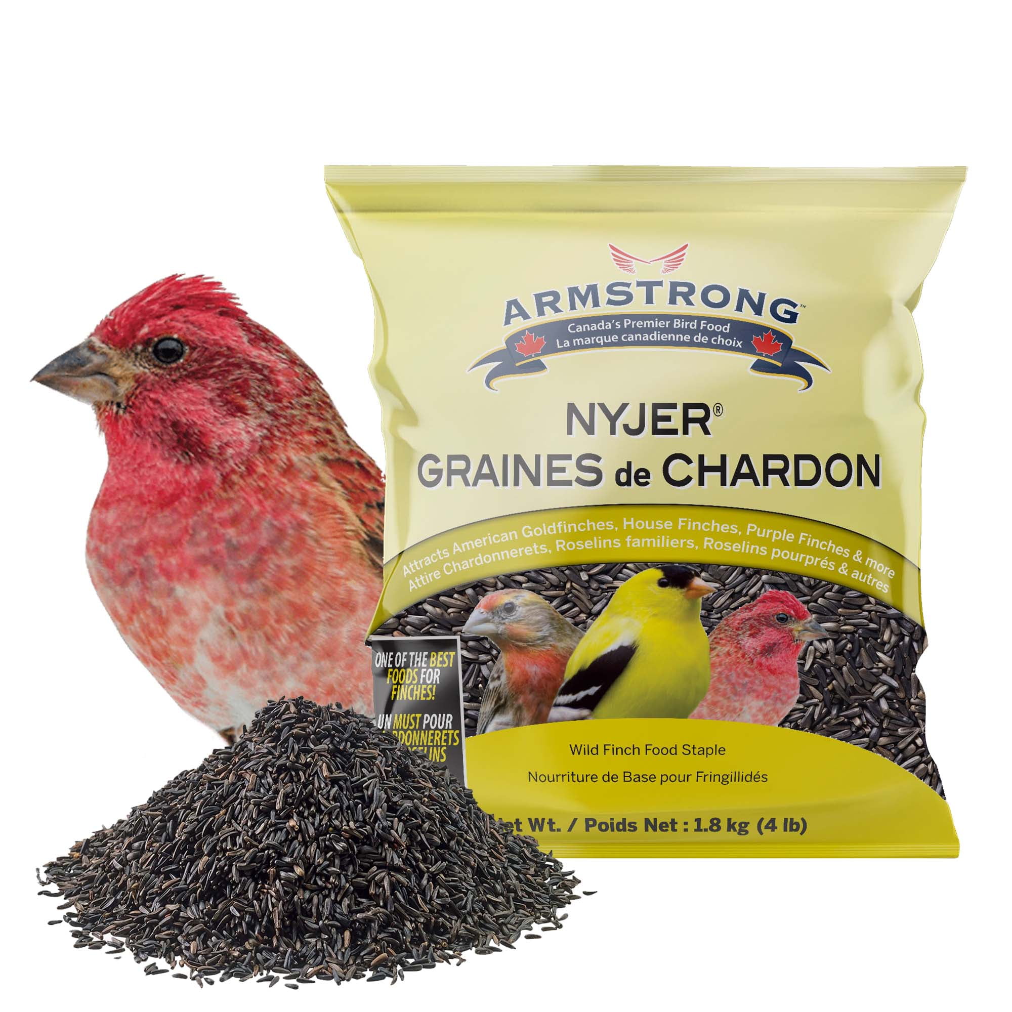 Armstrong Wild Bird Food Nyjer Bird Seed Blend for Finches, 4lbs