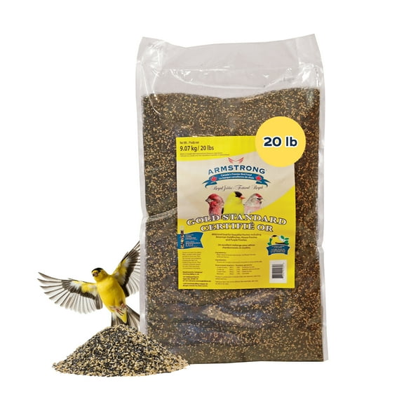 Armstrong Wild Bird Food Royal Jubilee Gold Standard Blend, 20 Pounds - with Nyjer Seeds and Sunflower Kernels for American Goldfinches, Black Capped Chickadees and House Sparrows