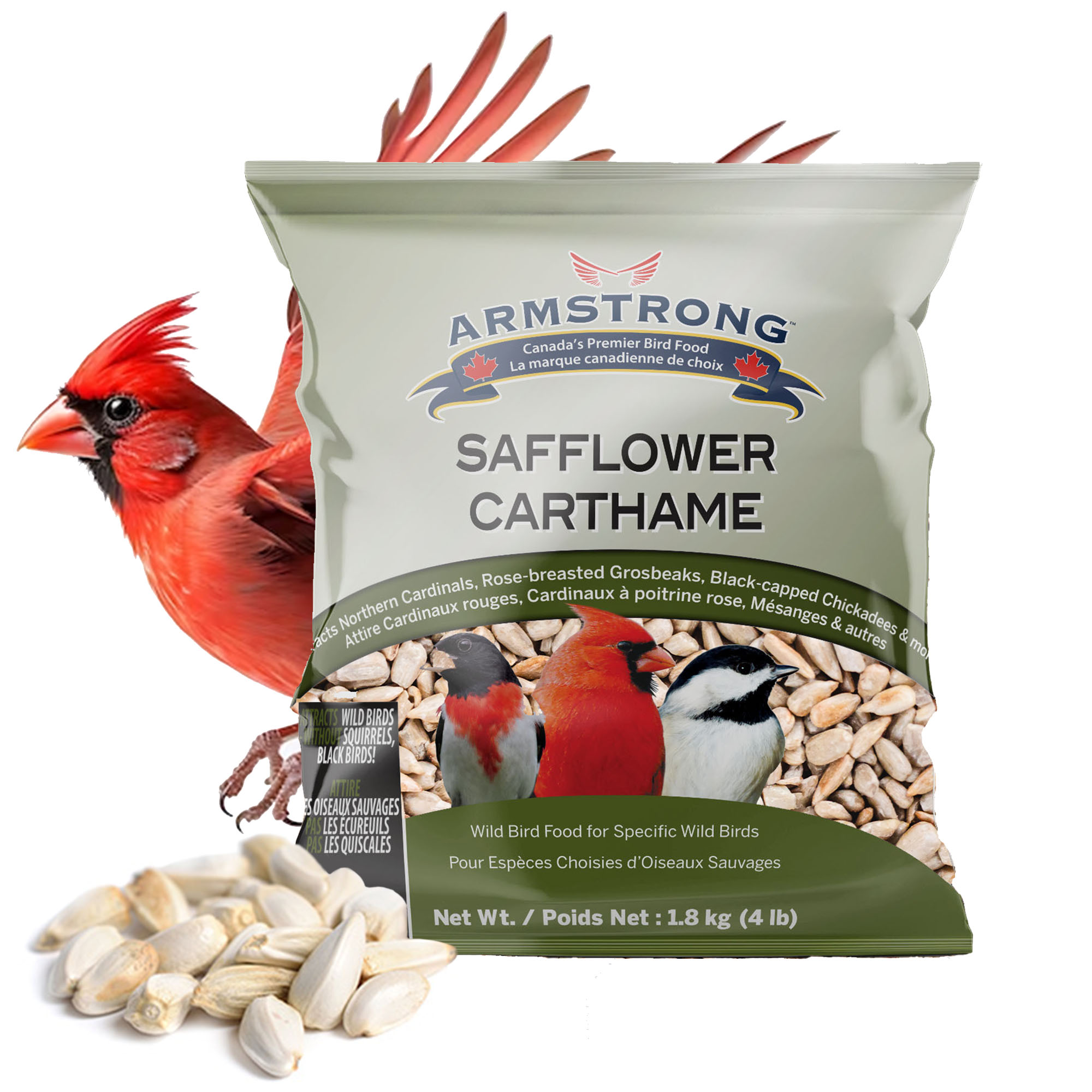 Armstrong Wild Bird Food Safflower Bird Seed, 4lbs