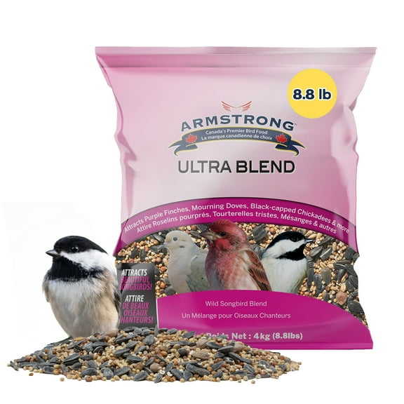 Armstrong Wild Bird Food Ultra Blend, 8.8 Pounds - with White Millet, Red Milo, Wheat, Black Oil Sunflower, Red Millet & Peanuts for Purple Finches, Black-Capped Chickadees and More