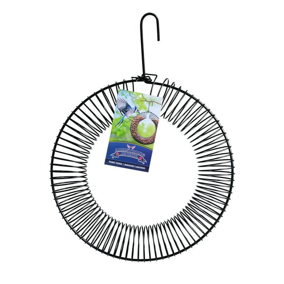 Armstrong Wild Bird Food Wreath-Shaped Peanut Feeder - Durable Metal Coil Feeder for Blue Jays and Nut-Loving Birds - Outdoor Hanging Feeder for Peanuts in Shell, Garden and Yard Dcor