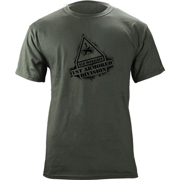 Army 1st Armored Division Stencil Style Veteran T-Shirt