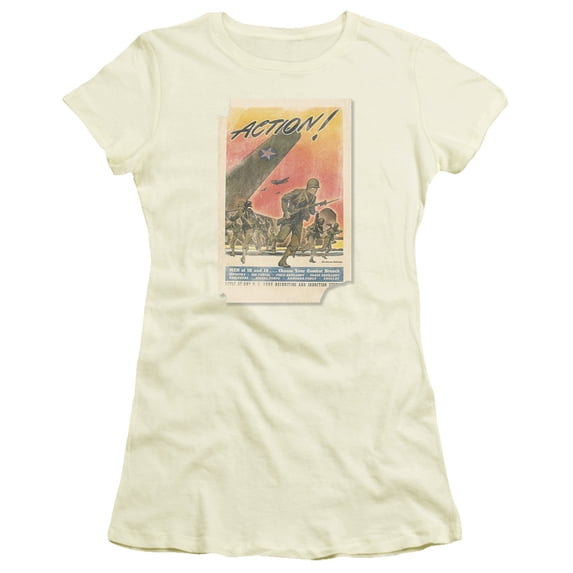 Army Action Poster S/S Junior Women's T-Shirt Sheer Cream