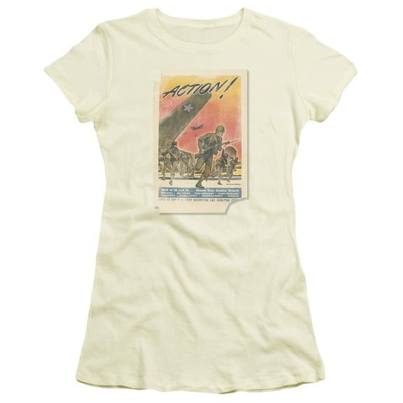 Army - Action Poster - Juniors Teen Girls Cap Sleeve Shirt - X-Large