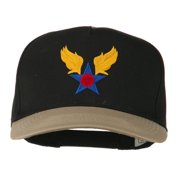 Army Air Badge Embroidered Two Tone Cap - Khaki Black OSFM