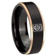 thumbnail image 1 of Army Airborne 8MM Step Edge Black And Rose Gold Tungsten Men's Ring, 1 of 2