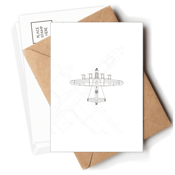 Army Aircraft Line Art Deco Fashion Postcards Envelopes Blank Note Cards Mailing
