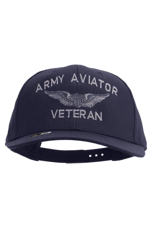 Army Aviator Veteran Embroidered Solid Cotton Twill Pro Style Cap - Navy OSFM