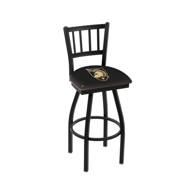 Army Black Knights 30" Black Wrinkle Swivel Bar Stool with Jailhouse Back
