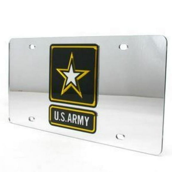 Army Black Knights Inlaid Acrylic License Plate - Silver