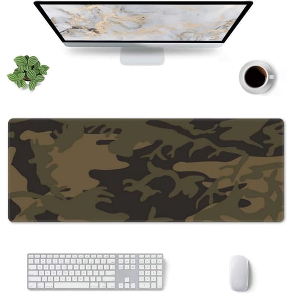 Army Camo Gaming Mouse Pad Large Mouse Pad (31.5x11.8 Inch) Non-Slip Rubber Base Large Desk Mat Desk Protector for Home Office Gaming Work