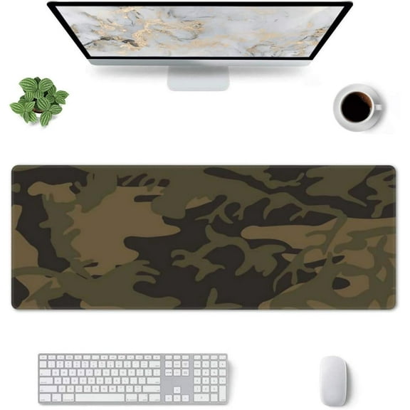 Army Camo Gaming Mouse Pad Large Mouse Pad (31.5x11.8 Inch) Non-Slip Rubber Base Large Desk Mat Desk Protector for Home Office Gaming Work