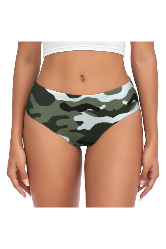 Army Camouflage Bikini Panties Stretch Cool 3D printed Underwear for Women 3X-Large