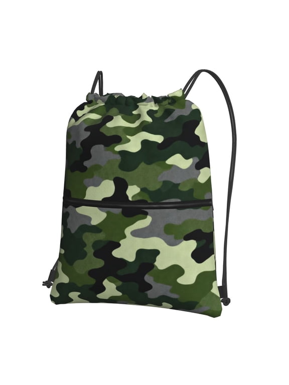 Army Camouflage Drawstring Backpack Water Resistant String Bag Sports Sackpack Gym Sack For Men Women