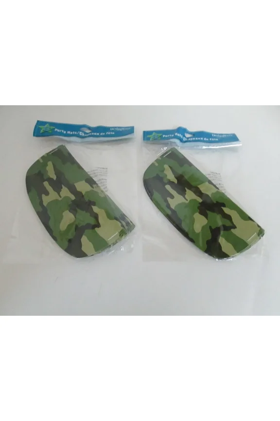 Army Camouflage Party Hats 8 Pk - Lot Of 2 Packages, Party Supplies