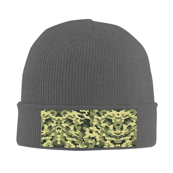 Army Camouflage Pattern Winter Beanie Hats for Men Women Warm Cozy Knitted Cuffed Skull Cap Deep Heather