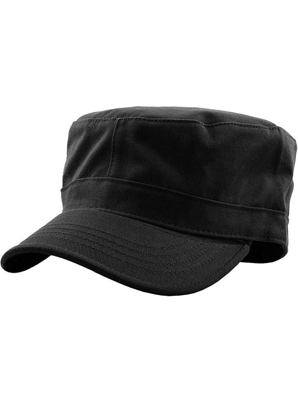 Army Cap Basic Everyday Military Style Hat-01) Daily Cadet Black