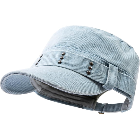 Army Cap Short Brim Hats for Men Denim Cotton Flat Top Baseball Cap Casual Umpire Cadet Cap Military Hat