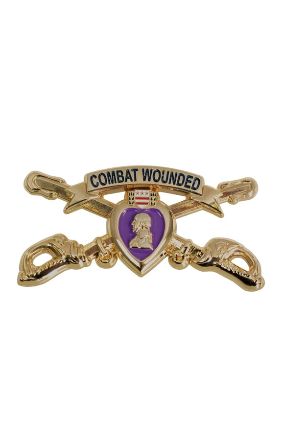 Army Cross Swords Purple Heart 2" Pin