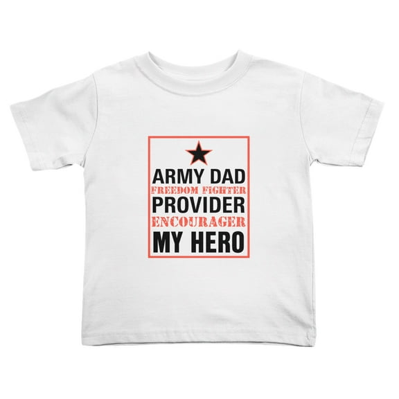 Army Dad Freedom Fighter Encourager My Hero Cute Toddler T-Shirts for Boys Girls (White, Youth M)