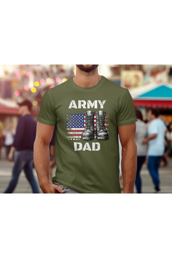 Army Dad Vintage American Flag and Boots T-Shirt, Patriotic Military Shirt
