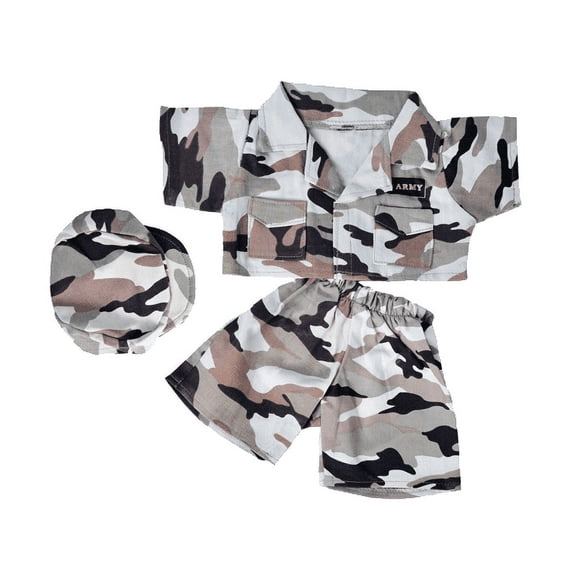 Army Desert Outfit with Badge 14"-18" Plush Toy Costume, Dress-Up Play for Stuffed Animals