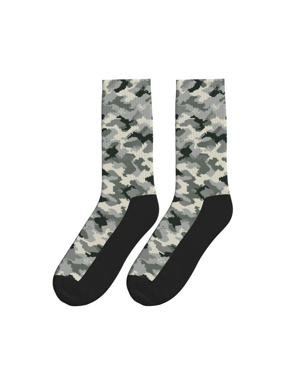 Army Digital Camouflage Athletic Crew Novelty Socks for Womens Mens