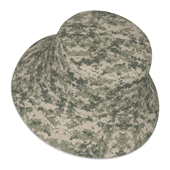 Army Digital Camouflage Bucket Hat With Reflective Stripe For Men Women Reversible Outdoor Travel Hiking Beach Caps