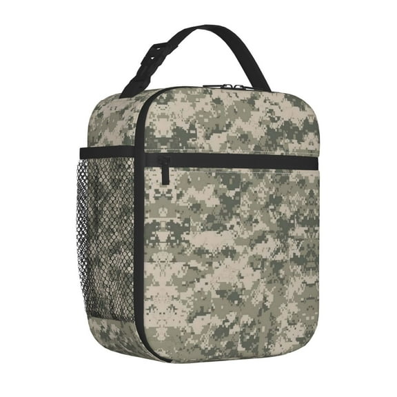 Army Digital Camouflage Insulated Lunch Bag for Men Women Reusable Compact Cooler Tote Lunchbox