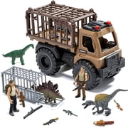 Dinosaur Truck Toy with Army Soldiers Toy and 4 Dinos, Push and Go Transport Carrier Playset, Gift for 3+ Year Old Boys and Toddlers