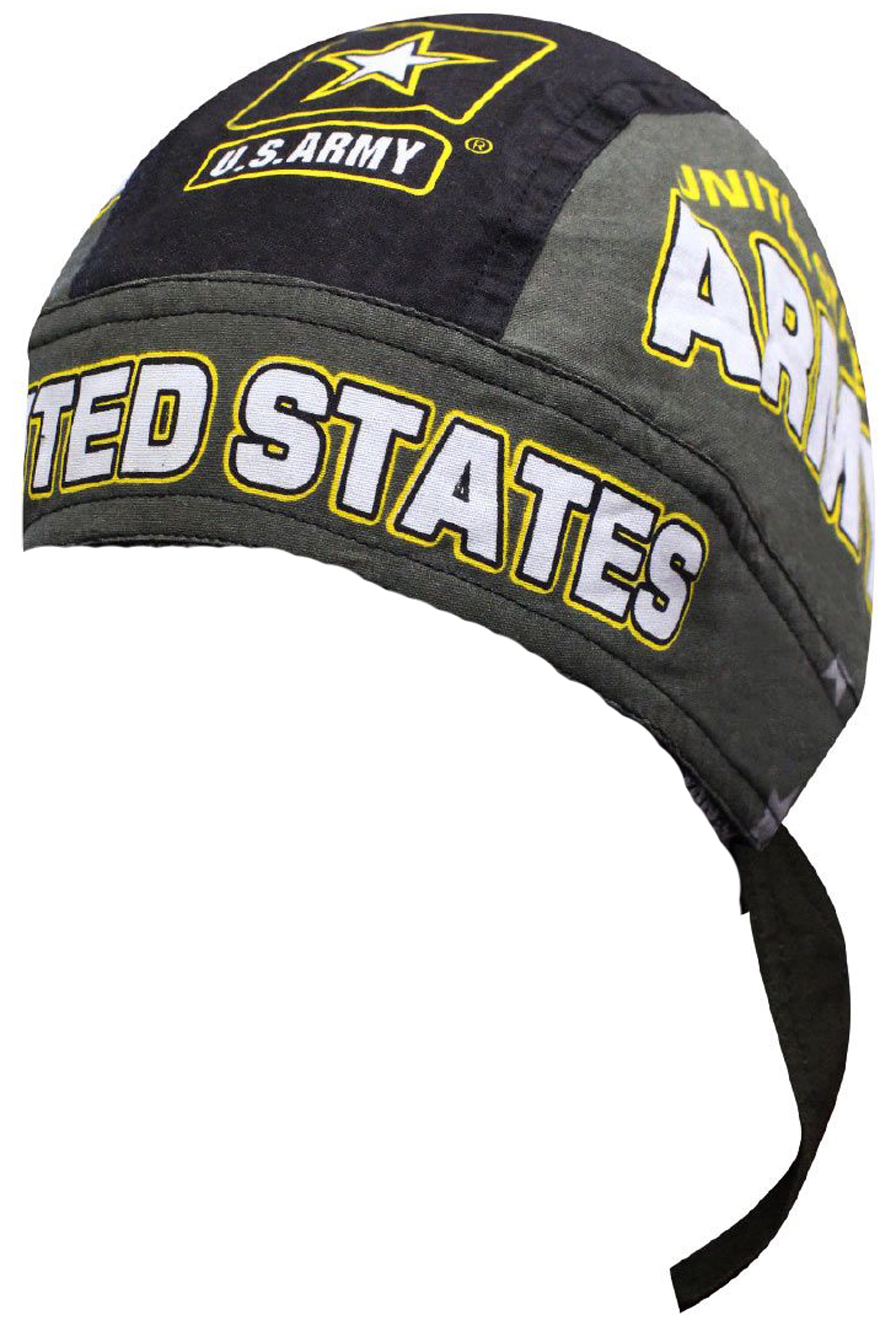 Army Doo Rag Cap with Sweatband Black Cotton Durag Bandana Headwrap ...