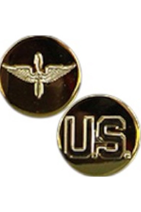 Army Enlisted Aviation and U.S. Collar Discs Devices Pins Set, 1"D
