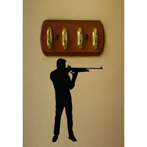 Army Fighting War Soldier Gun Silhouette Peel & Stick Sticker Vinyl Wall Decal 12x18 Inches