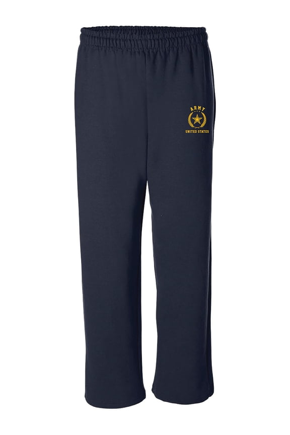 Army Gold Crest Open Bottom Sweatpants with gold print