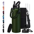Army Green 40 Ounces Insulated Stainless Steel Water Bottle for Hiking ...