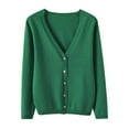 thumbnail image 1 of Army Green Cardigan Sweaters for Women Spring And Autumn Leisure Loose Solid Long Sleeve V Neck Button Knitted Soft Cardigan Coat Women's Cardigans Size XL, 1 of 4