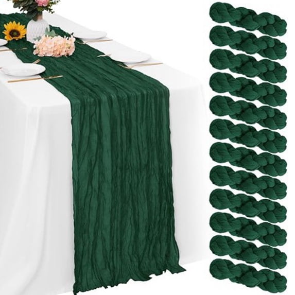 Army Green Cheesecloth Table Runner 5.9FT, Sheer Gauze Boho Rustic Decor for Wedding Reception Birthday Party