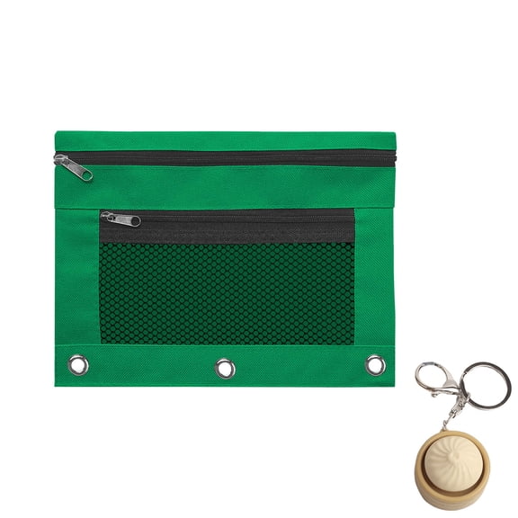 Army Green Cloth Eyelet Binder B5 Office Storage File Bag Three Holes Zipper Pen Fidget Key Army Green