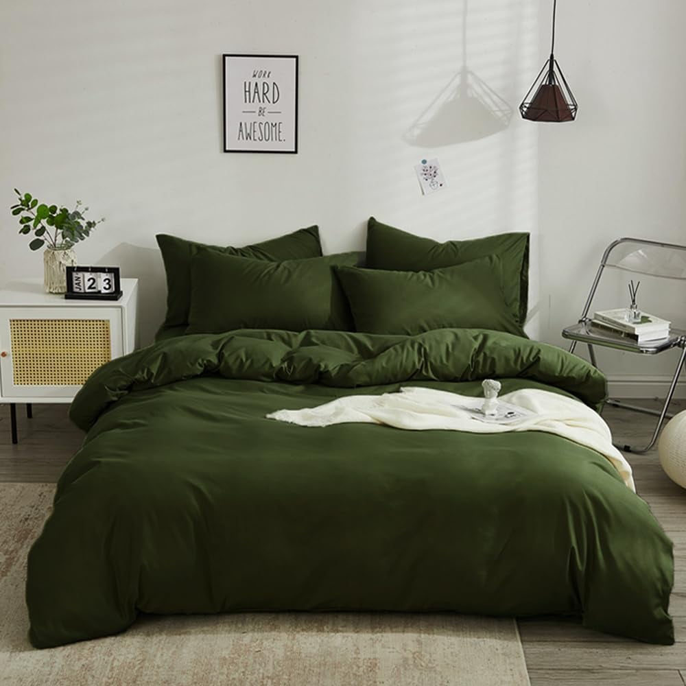 Army Green Comforter Sets Full Solid Olive Green Boho Bedding