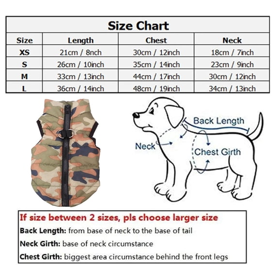 Army Green Cotton Camouflage Pet Jacket Vest with Back Zipper for Dogs Cats - Size XS