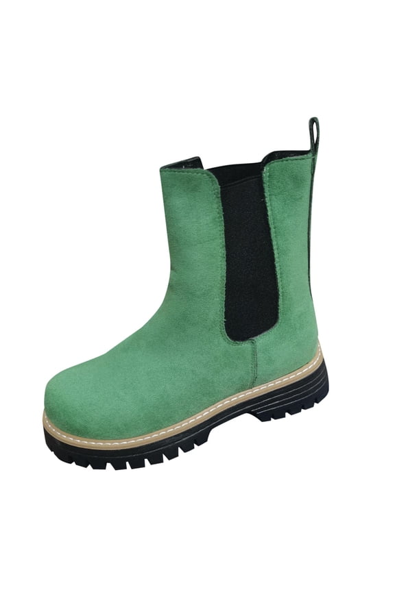 Army Green Women'S Ankle Boots Low Heel Chelsea Boots Suede Boots Round Toe Booties For Women Fashion Casual Comfortable Versatile Slim Boots Fall Winter Approx Weight 1.61 Lbs