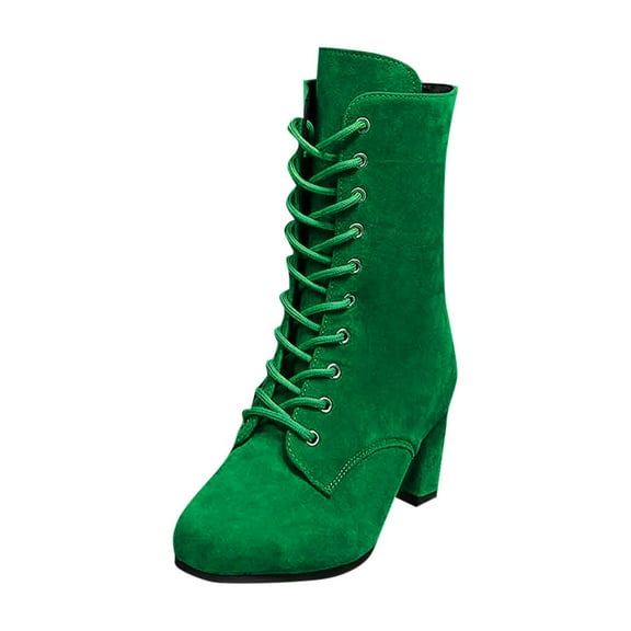 Army Green Female Elevated Footwear With Front-Strap And Suede For Height Enhancement Ideal For Cold Weather Outdoor Use