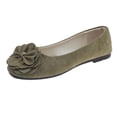 thumbnail image 1 of Army Green Flat Shoes For Ladies Bow Accent Floral Design Round Toe Casual Slip On Loafers Soft Lining Comfortable Fit For Daily Walking Size 39, 1 of 3