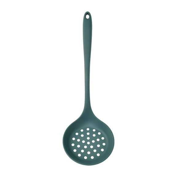Army Green Heat-Resistant Silicone Slotted Spoon - Non-Stick Perforated Turner for Frying Straining Vegetables Pasta Dishwasher Safe, 1Pcs
