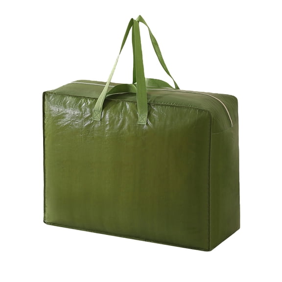 Army Green Heavy-Duty Storage Sack In Olive Green Shade Designed For Moving Travel And Home Organization Made From Sturdy Plastic Woven Fabric With Water-Repellent Qualities