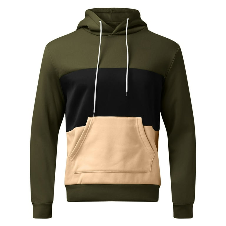 Green color block hoodie top