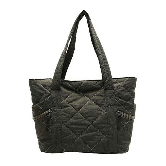 Army Green Ladies Large Shoulder Tote With An Underarm Silhouette And Roomy Interior Made From Durable Polyester-Spandex Blend Fabric