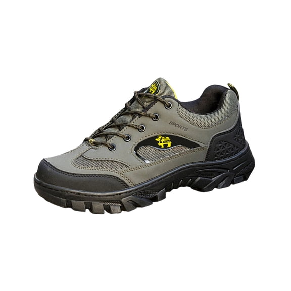 Army Green Men'S Fashionable Hiking Shoes Casual Outdoor Round Toe Plus Size For Spring Summer Comfortable Non Slip Breathable Trail Walking Footwear